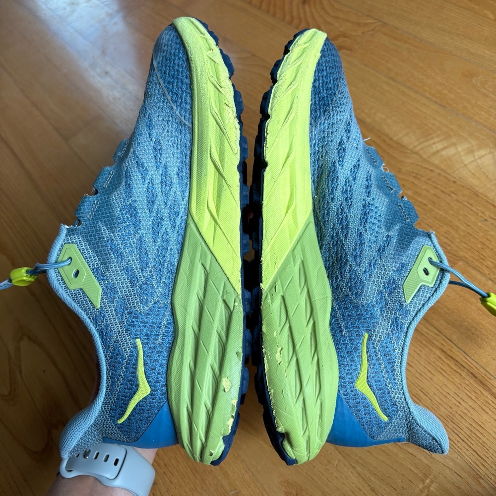 Hoka Men's Blue and Lime Green Running Sneakers - Picture 2 of 12